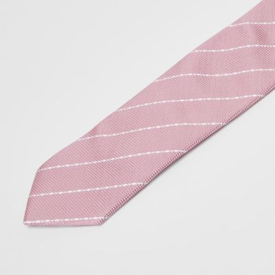 Pink stripe print textured tie